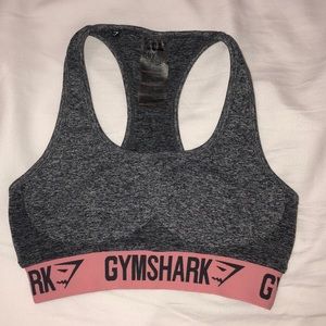Charcoal grey and pink Gymshark sports bra
